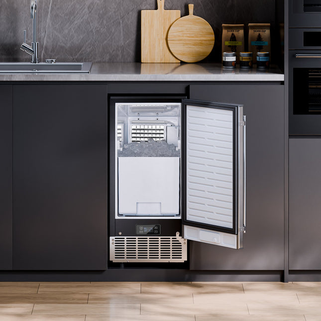 Undercounter Ice Maker 80 Lbs/Day Built-in Ice Maker Machine W/ Reversible Door