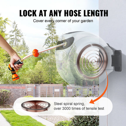 VEVOR Retractable Hose Reel Water Hose Reel   Swivel Wall-Mounted