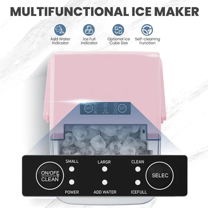Countertop Ice Maker With Handle, 26lbs&24H Portable Ice Machine, 9 Bullet Ice Cubes Ready In 6 Mins, Self-Cleaning, Quiet Compact Ice Maker For Home, Kitchen, RV, Camping