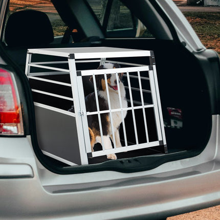 Aluminum Transport Case,  Aluminum Car Carrier, Travel Carrier, Suitable For Cats And Dogs, Black And Silver.