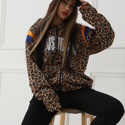 Women's Leopard Print Long Sleeved Sweatshirt