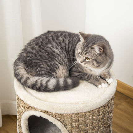 28 Inch Cat Condo, 3 Story Cat Hideaway with Sisal Scratching Pad