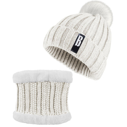 1Set Winter Beanie Hat Scarf Set Women Warm Knitting Skull Cap Neck Warmer For Walking Running Hiking Camping Outdoors Gift