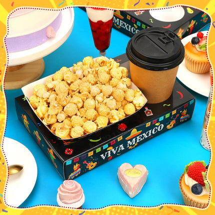 36Pcs Fiesta Movie Night Snack Trays Candy Popcorn French Fries Snack Trays Mexican Party Plates For Snacks Tray Cinco De Mayo Party Supplies Clearance