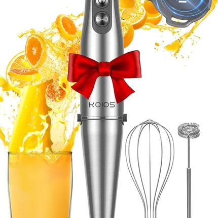 KOIOS Immersion Blender, 1000W Anti-scratch 3-in-1 Hand Blender, Upgraded 12 Speed Stainless Steel Blade Stick Blender With Turbo Mode, Whisk And Milk Frother, BPA-Free