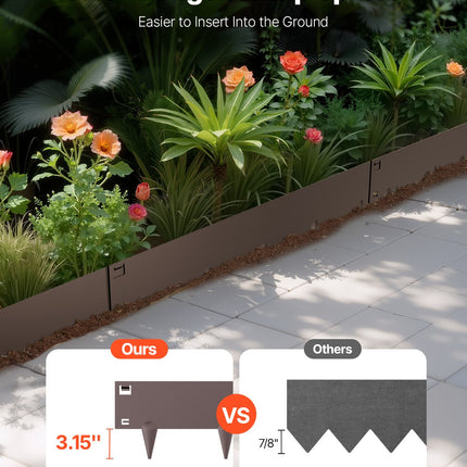 Steel Landscape Edging 5 Packs 39x3in Rust-Resistant Garden Edging Border Brown