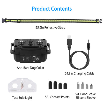 Dog Bark Collar Rechargeable Waterproof Beep Vibration Static Stimulation Bark Stopper Automatic Identification Collar With 6 Intensity Dual Modes