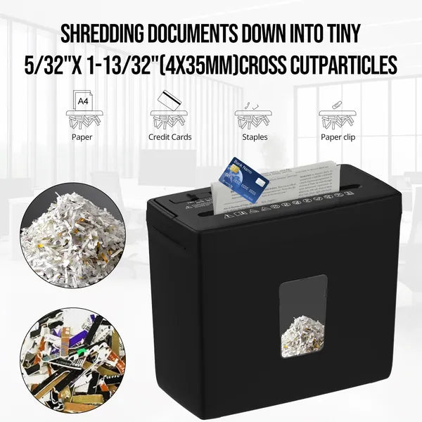 Paper Shredder For Home Use,5 Sheets Small Crosscut Paper Shredder,P-4 Security Level With 2.38-Gallon Basket, 4-Mode Design-Durable & Fast And Jam Proof For Home Office Utilization