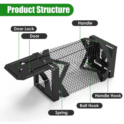 Humane Mouse Trap Cage, Non-Lethal No ElectricityGlueChemicals, Heavy Duty 1.15mm Metal