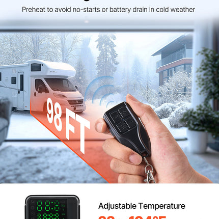 Diesel Air Heater, 8 KW DC12-24V, Fast Heating Diesel Parking Heater With Remote Control And Square Color Digital Display, Low Noise, Voice Announcement, For RV, Truck, Camper, Boat And Trailer