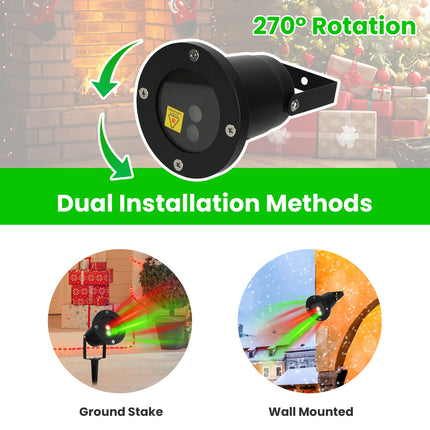 1Pc Outdoor Laser Projector Light Red And Green Projection Light With 3 Modes 12 Speeds 6Hrs Timer IP44 Waterproof Firefly Landscape Light For Christmas Halloween Holiday New Year