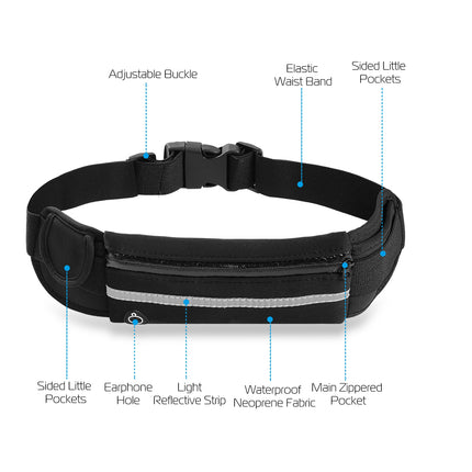1Pc Sports Waist Bag Running Belt Pack Waterproof Adjustable Waist Pouch