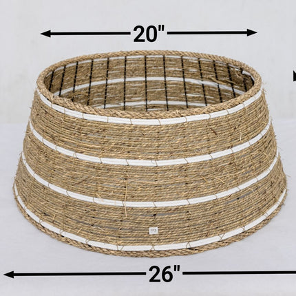 Woven Seagrass Christmas Tree Collar Boho Coastal Farmhouse Decor