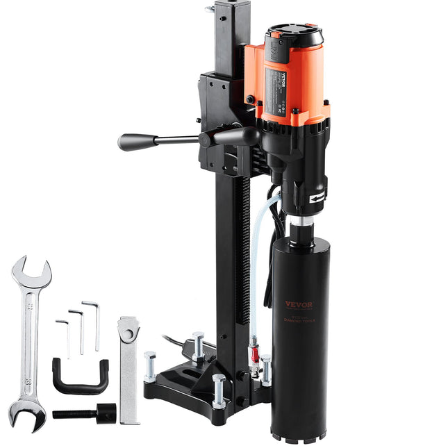 Diamond Core Drilling Machine, 8in Wet&Dry Concrete Core Drill Rig With Stand, 750RPM Speed