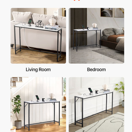 Marble Console Table Modern Narrow Long Console Table With Power Outlet