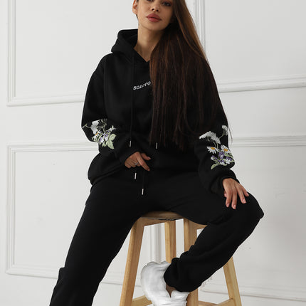 Women's Solid Color Floral Long Sleeved Sweatshirt