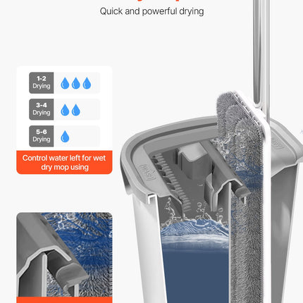 Mop And Bucket With Wringer Set, Wet & Dry Use, Flat Mop And Bucket System With 3 Washable Microfiber Pads, Flat Mop With Stainless Steel Handle, Mop Bucket Set For Hardwood Tile Vinyl