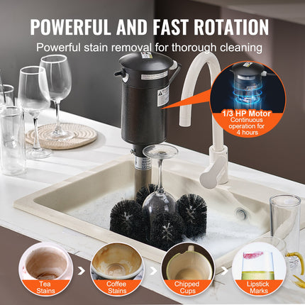 Electric Glass Washer 5-Brush Bar Glass Cleaner 1200 Cups/H For Wine Glass