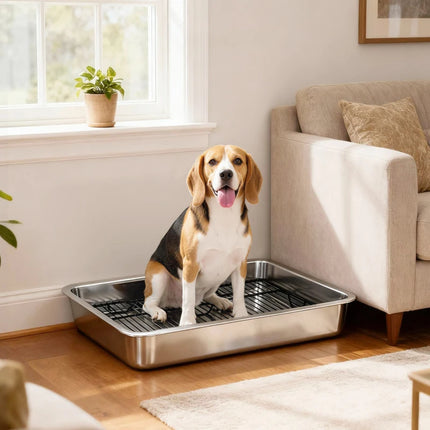 Dog Potty Tray Stainless Steel For Small And Medium Dogs, Dog Training Tray For Porch, Bathroom, Balcony
