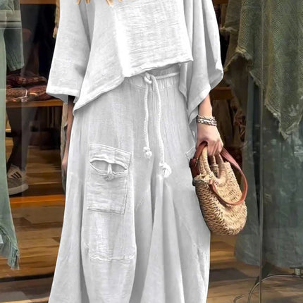 Casual Solid Color Loose Dress Two-piece Suit