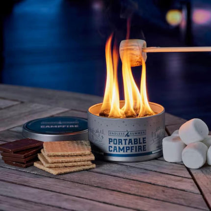 Endless Summer Portable Fire Pit - Compact Campfire with 3+ Hours Burn Time, No Embers, No Wood - Reusable and Easy to Light for Smores, Picnics, Camping, and Parties