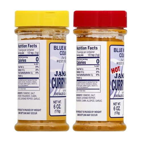 Blue Mountain Country Jamaican Curry Powder & Hot Jamaican Curry Powder Duo Pack – 6 oz | Authentic West Indian Spices for Meat, Seafood, Vegetables & More