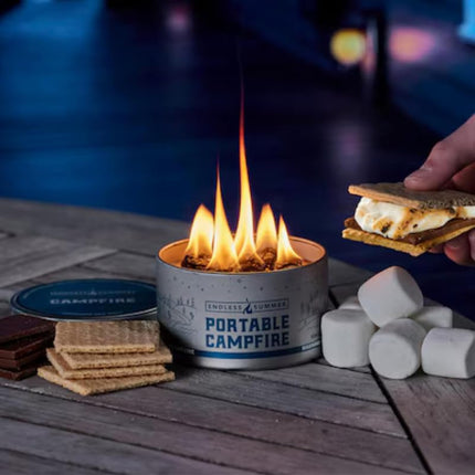 Endless Summer Portable Fire Pit - Compact Campfire with 3+ Hours Burn Time, No Embers, No Wood - Reusable and Easy to Light for Smores, Picnics, Camping, and Parties
