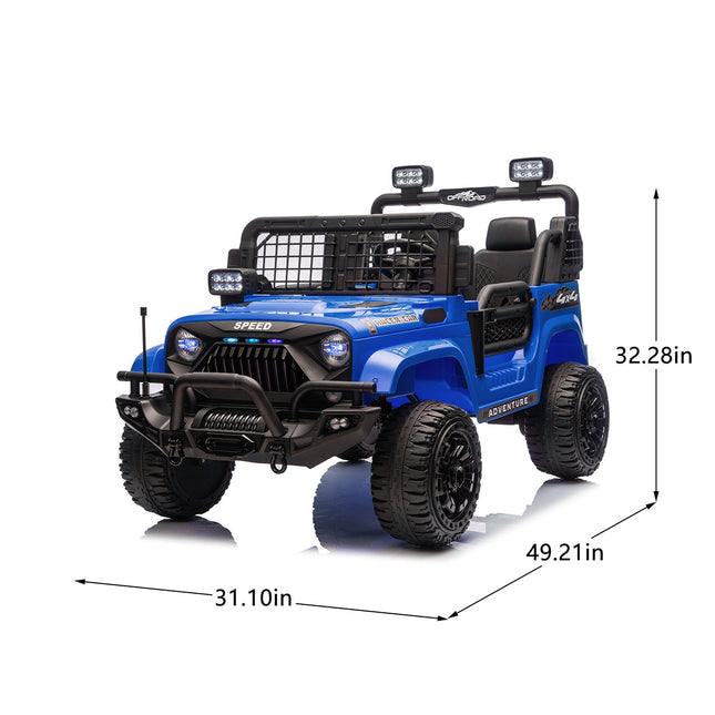 24V Two-seater Kids Ride On Electric Truck Car W Parents Control,2wd,Four-wheel Suspension, 8.66in Ground Clearance, LED & Searchlights, Bluetooth, Music, Provide 3.11-4.97MPH Speed For Kids  Aged 2-6