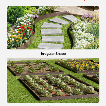 Steel Landscape Edging 5 Packs 39x3in Rust-Resistant Garden Edging Border Brown