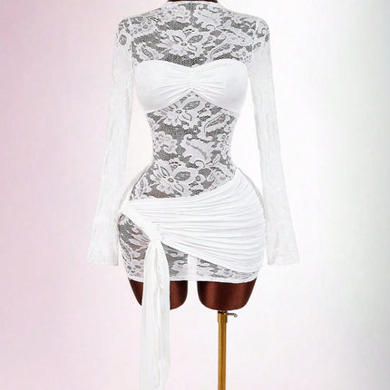 New Stylish Lace Hollow-out Sheer Dress For International Trade