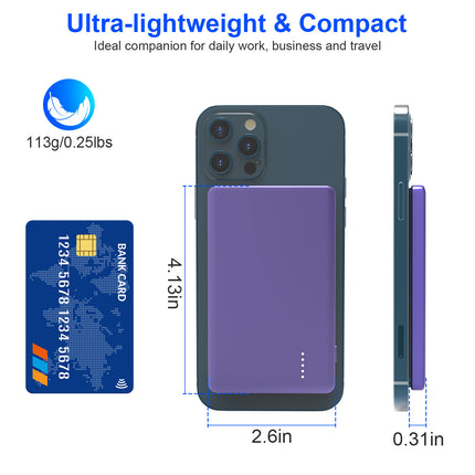2 In 1 5000mAh 8MM Slim MagSafe Wireless Power Bank PD20W Magnetic Fast Charger Portable Phone Charger Fit For IOS Phone 15 14 13 12 Series And More