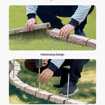 Faux Stone Landscape Edging 46.2 X 2.2 In Garden Lawn Edging Border For Walkway