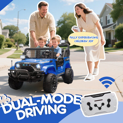 24V Two-seater Kids Ride On Electric Truck Car W Parents Control,2wd,Four-wheel Suspension, 8.66in Ground Clearance, LED & Searchlights, Bluetooth, Music, Provide 3.11-4.97MPH Speed For Kids  Aged 2-6