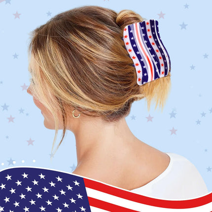3Pcs American Flag Shaped Claw Clips USA Patriotic 4th Of July Design Hair Accessories Red White And Blue Hair Clips For Independence Day Veterans' Day Clearance
