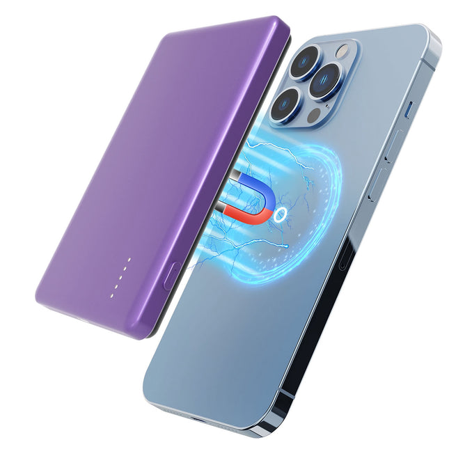 2 In 1 5000mAh 8MM Slim MagSafe Wireless Power Bank PD20W Magnetic Fast Charger Portable Phone Charger Fit For IOS Phone 15 14 13 12 Series And More