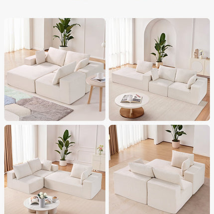 Modular Sectional Sofa, L Shaped Modular Sofa With Chaise, Cloud Sectional Couch With High Rebound Sponge And Density, Upholstered Corduroy Couch With Cushion For Living Room, Apartment, Beige