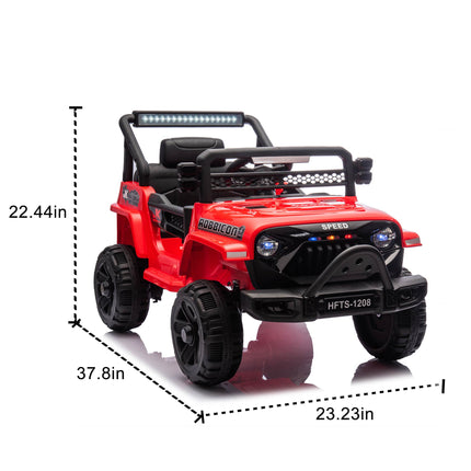 12V Kids Ride On Electric Truck Car WParents Control,2WD,Four-wheel Suspension,Early Education Function,Adjustable Volume,USB,MP3,Bluetooth,Microphone Jack,Power Display,LED Lights For Kids Aged 1-4.