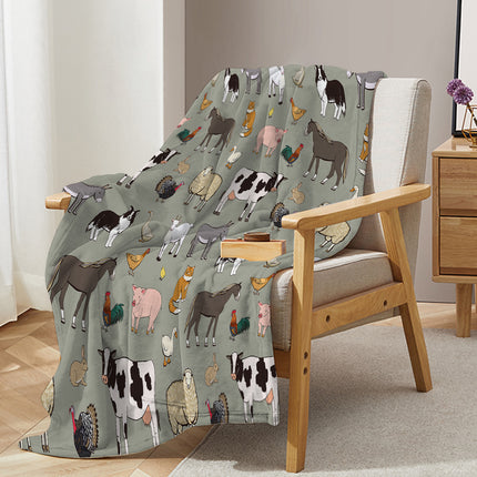 Various Animals Blanket Soft Pig Horse Durable Comfortable Blanket Women Birthday Gift Home Decoration Sofa Couch Office Bed Camping Travel  75x100cm 130x150cm 150x200cm