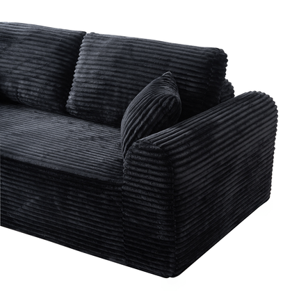 3 Seater Couch, Corduroy Boneless Couches For Living Room,26.4 Cloud Couch With Deep Seat,Comfy Floor Sofa With 2 Pillows,Upholstered Floor Sofa In A Box