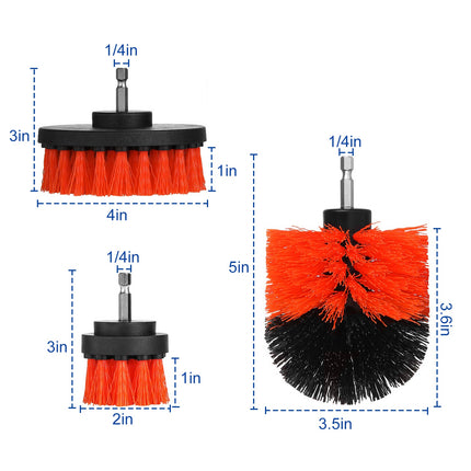 3Pcs Per Set Drill Brush Power Scrubber Cleaning Brush For Car Carpet Wall Tile Tub Cleaner Combo Brush Only