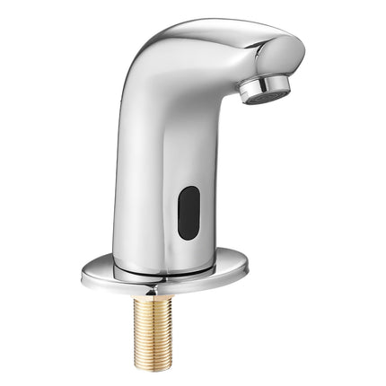 Touchless Bathroom Sink Faucet, Automatic Motion Sensor Restroom Toilet Faucet Cold Water With Hole Cover Plate, Battery Operated For 9/16 In Pipe Commercial Lavatory,Chrome Plated Silver G112M