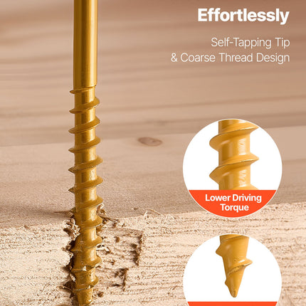 Wood Screws Anti-Rust 2-Inch Outdoor Deck Screws 350PCS T25 Torx Star Drive