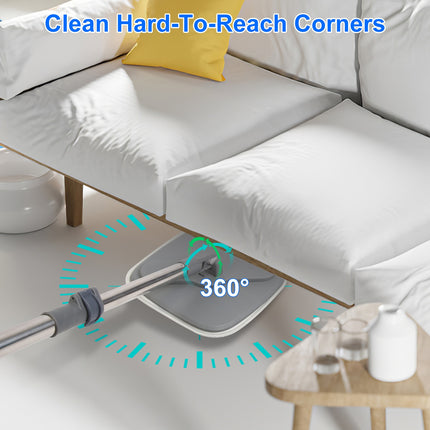 Spin Mop And Bucket System Includes Dual Compartment Mop Bucket 4Pcs Thick Washable Microfiber Mop Pads For Home Cleaning