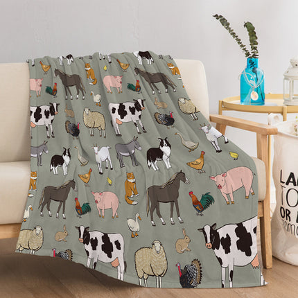 Various Animals Blanket Soft Pig Horse Durable Comfortable Blanket Women Birthday Gift Home Decoration Sofa Couch Office Bed Camping Travel  75x100cm 130x150cm 150x200cm