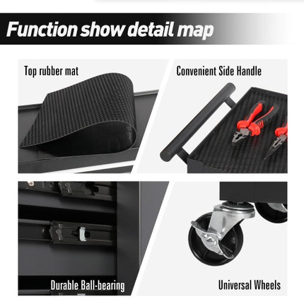 4-Drawer Rolling Tool Chest, Cabinet With 4 Wheels Tool Chest With Drawers, Suitable For Garages, Warehouses, Workshops, Repair Shops, Black