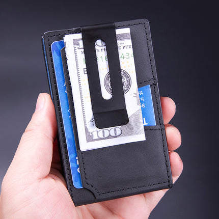 Men's Slim Wallet With Pop Up Card Holder, RFID Blocking, Minimalist Design With Large Card Capacity, Money Clip