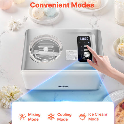 2 Quart Automatic Ice Cream Maker With Built-in Compressor No Pre-freezing