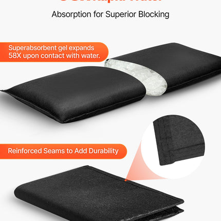 Flood Barrier, 6 Pack, 2.7 X 1.4 Ft Flood Bags Activated By Water, Reusable Water Absorbent Barrier, Sandless Sandbags Blockage, Flooding Prevention Bags For Home, Doorways, Basement, Garage