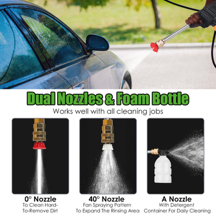 Cordless Pressure Washer 400PSI, 300W Portable Power Washer With 2 Nozzles & Foam Bottle, 1200mAh Rechargeable Battery For Car Bike Patio Window Fence Cleaning