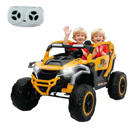 Ride On Models Truck Car 12V Kids Electric Vehicles, Remote Control, Front & Rear Shock Suspension, 2 Seater UTV, Flashlights And A Built-in Music Player, For Age 3-6 Years Old Yellow